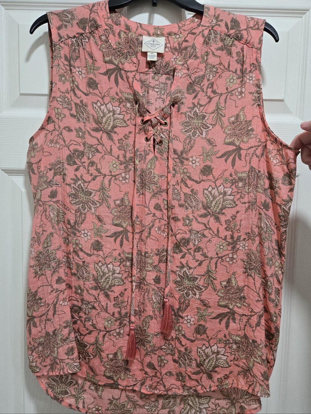 Clothes~ St John's Bay Sleeveless Tunic Top~Pink, Floral, Boho, XL. XLarge. NWOT